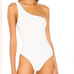 One Shoulder White Bodysuit